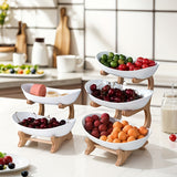 **Nordic-Style Two-Tier Extendable Fruit Tray | Creative Living Room Snack Stand, Adjustable Height, Anti-Slip Expandable Display Tray**(White)