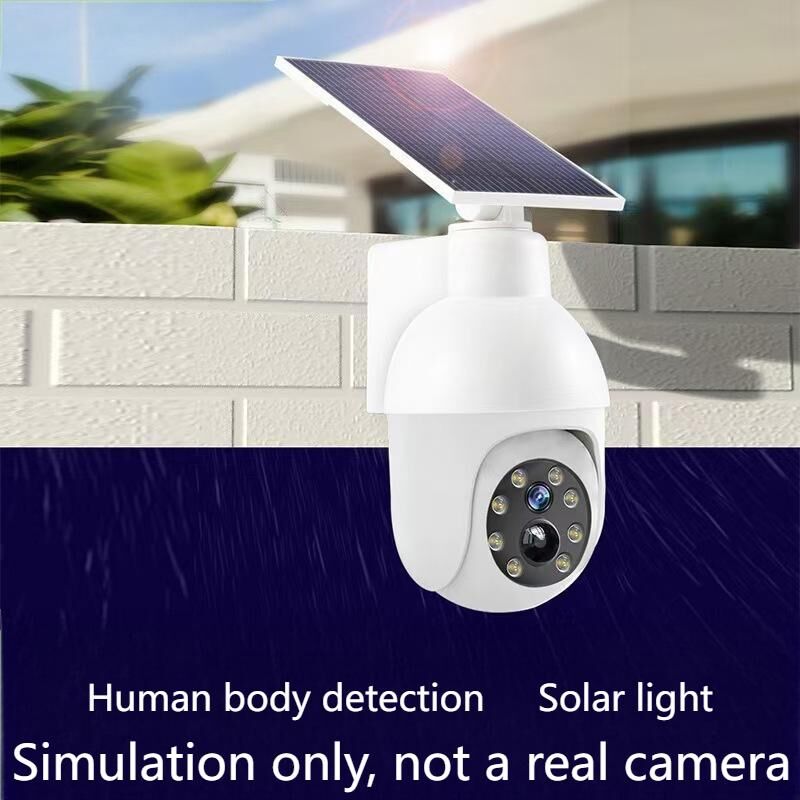Solar sensor simulation camera light - No real monitoring function, simulated appearance design, smart sensor lighting, for outdoor security warning purposes | Energy-saving anti-theft solution | Warning lighting equipment
