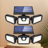 74 LED Solar Motion Sensor Light, 3 Brightness Modes Outdoor Wall Light, Suitable for Front Door, Yard, Garage, Patio - Rear View
