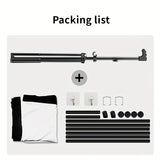 120in Portable and mobile projection screen with tripod stand, 16:9 HD format, suitable for home theater and indoor wall mounting. Made of polyester fabric, easy to set up and use. Ideal for office presentations and home entertainment, ready to use right