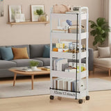 Five-Tier Rolling Cosmetics Storage Rack - Made of durable plastic, equipped with 360-degree swivel casters, strong load-bearing capacity - Suitable for bathroom, bedroom, kitchen, and home storage | BLACK - Top-Down View