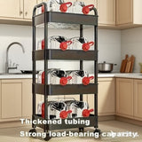 Five-Tier Rolling Cosmetics Storage Rack - Made of durable plastic, equipped with 360-degree swivel casters, strong load-bearing capacity - Suitable for bathroom, bedroom, kitchen, and home storage | White