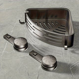 Space-Saving Suction Cup Bathroom Storage Rack | No Drilling Required, Strong Triangular Storage Shelf with Hooks, Suitable for Shower and Bathroom Walls/Tiles, Multi-Functional Organizer, All-Season Use, Bathroom Organization, Bathroom Accessories - Top-Down View