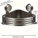 Space-Saving Suction Cup Bathroom Storage Rack | No Drilling Required, Strong Triangular Storage Shelf with Hooks, Suitable for Shower and Bathroom Walls/Tiles, Multi-Functional Organizer, All-Season Use, Bathroom Organization, Bathroom Accessories - 45-Degree Angle