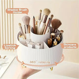 360° Rotating Multi-Compartment Makeup Brush Holder: Luxurious Vertical Texture with Golden Feet Design, Scientifically Organized Storage, One Cylinder to Tidy Your Vanity Table. - Side View