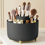 360° Rotating Multi-Compartment Makeup Brush Holder: Luxurious Vertical Texture with Golden Feet Design, Scientifically Organized Storage, One Cylinder to Tidy Your Vanity Table. - Extra Image