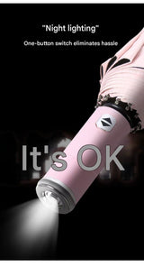 Blue Reinforced Black Coating Umbrella, featuring a 10-rib black steel frame for durability, approximately 106cm in diameter, lightweight and portable. Combines lotus-effect water repellency with strong UV protection, an ideal companion for 1–2 people on - Rear View