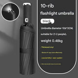 Wine Red Reinforced Black Coating Umbrella, featuring a 10-rib black steel frame for durability, approximately 106cm in diameter, lightweight and portable. Combines lotus-effect water repellency with strong UV protection, an ideal companion for 1–2 people
