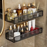 Wrought Iron Bathroom Storage Basket, Wall-Mounted Self-Adhesive Toothbrush Holder, Cosmetic & Condiment Shower Shelves, Kitchen & Bathroom Decorative Accessories/ WHITE - Low Angle