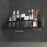 Wrought Iron Bathroom Storage Basket, Wall-Mounted Self-Adhesive Toothbrush Holder, Cosmetic & Condiment Shower Shelves, Kitchen & Bathroom Decorative Accessories/ BLACK - Front View