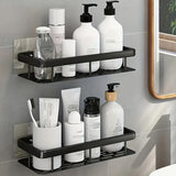 Wall-Mounted Shower Caddy: Large-Capacity, No-Drill Floating Shelf for Bathroom & Kitchen - Space-Saving & Easy to Install - Front View