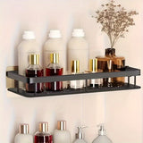 Wall-Mounted Shower Caddy: Large-Capacity, No-Drill Floating Shelf for Bathroom & Kitchen - Space-Saving & Easy to Install - Low Angle