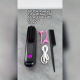 Cordless Hair Straightener Brush: Dual 2000mAh batteries for long-lasting power, fast heating, creates smooth styles anytime, anywhere.(Black) - Low Angle