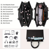 15.6-inch Laptop Tote Bag for Women, Large Capacity Faux Leather Work Tote, Waterproof Business Office Computer Bag, Ladies Travel Handbag & Shoulder Bag. - Close-Up Angle