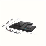 Multi-device 3-in-1 Foldable Wireless Charging Station | iWatch Series 9 8 7 6 SE 5 4 3 2, Ultra Airpods Pro 3 2, iPhone 17/16/15/14/13/12/11 Rapid Charging Stand - Magnetic Connector, USB Power Supply