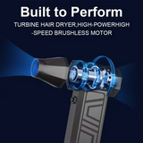 Car wireless snow blower: 130,000 RPM high-speed turbine, 4 adjustable wind speeds, Type-C charging dust removal pneumatic tool, suitable for cleaning both inside and outside the vehicle, snow removal, and crevice dust removal - Rear View
