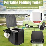 Portable folding toilets with PU seat cushions and portable toilets with covers, suitable for RVS, cars, camping and hiking - Front View
