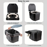 Portable folding toilets with PU seat cushions and portable toilets with covers, suitable for RVS, cars, camping and hiking - 45-Degree Angle