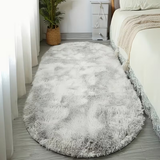 Oval Area Rug 80×160cm Soft Polyester Non-Slip Floor Mat for Bedroom Living Room Entryway Dark Grey