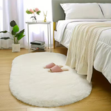 Oval Rug 80×160cm Soft Polyester Floor Mat Non-Slip Bedside & Living Room Carpet Ash Grey