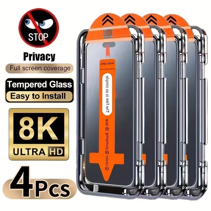 iPhone 14 Pro - 4-pack full-screen privacy tempered glass protective film