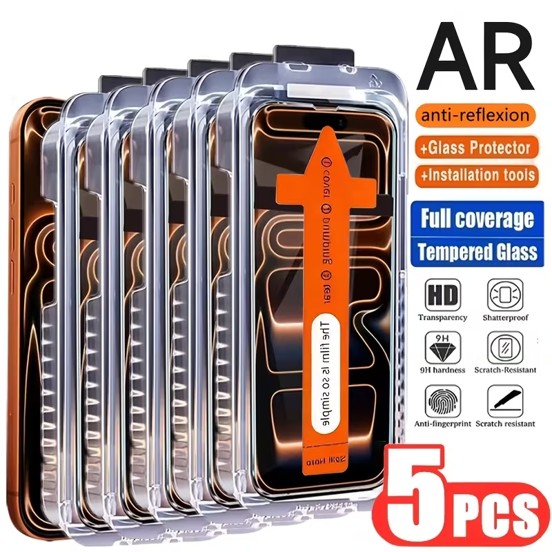 iPhone 16 - 5 packs of high-definition protective film cases