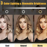 LED makeup mirror, portable travel mirror with foldable design and built-in lights, 3 lighting modes, intelligent adjustable light touch screen, USB rechargeable, portable illuminated beauty mirror, travel makeup stand with lights, bedroom makeup mirror, - Side View