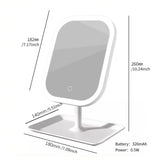 LED makeup mirror, portable travel mirror with foldable design and built-in lights, 3 lighting modes, intelligent adjustable light touch screen, USB rechargeable, portable illuminated beauty mirror, travel makeup stand with lights, bedroom makeup mirror, - 45-Degree Angle