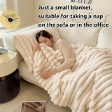 Luxurious faux rabbit fur blanket (150*200cm / white color) - feels like stroking a cat, with a pure color and simple style - soft, warm, comfortable, suitable for sofas, beds, offices and travels - multi-functional - Top-Down View