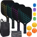 2 rackets, 4 balls, Pidike racket set (blue), fiberglass graphite Pidike racket set, ball equipment including balls, bags, accessories, rackets, suitable for beginners and professionals