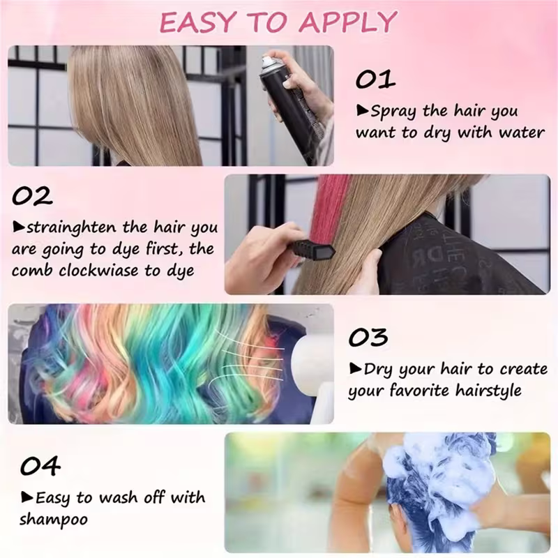 10-color washable temporary hair dye powder set! Safe and non-damaging to hair! Powder comb design! Creative styling products for girls