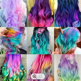 10-color washable temporary hair dye powder set! Safe and non-damaging to hair! Powder comb design! Creative styling products for girls - Top-Down View