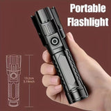 1 USB rechargeable flashlight, ultra-bright LED handheld outdoor emergency light, with telescopic zoom, wide beam, 1800mAh lithium battery, 150 lumens, suitable for camping, hiking, exploration and daily use, camping flashlight - Front View