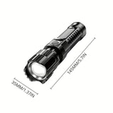 1 USB rechargeable flashlight, ultra-bright LED handheld outdoor emergency light, with telescopic zoom, wide beam, 1800mAh lithium battery, 150 lumens, suitable for camping, hiking, exploration and daily use, camping flashlight - Top-Down View