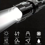 1 USB rechargeable flashlight, ultra-bright LED handheld outdoor emergency light, with telescopic zoom, wide beam, 1800mAh lithium battery, 150 lumens, suitable for camping, hiking, exploration and daily use, camping flashlight - Rear View