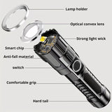 1 USB rechargeable flashlight, ultra-bright LED handheld outdoor emergency light, with telescopic zoom, wide beam, 1800mAh lithium battery, 150 lumens, suitable for camping, hiking, exploration and daily use, camping flashlight - Close-Up Angle