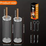 2-Pack Stainless Steel Rotating Grill Baskets with Removable Wooden Handle – Durable 304 Mesh for Veggies, Prawns & More – Perfect for BBQ, Camping & Outdoor Cooking, Great Gift for Dad or Husband - Top-Down View