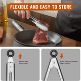 Stainless steel kitchen tongs set (2 pieces), silicone anti-slip handle, lockable barbecue food tongs, 22.86cm & 30.48cm, barbecue cooking tools