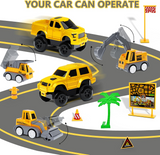 343 track-building sets, track-course - STEM learning toys, construction vehicles (concrete mixers, dump trucks), Track-birthday/Christmas gifts for boys - Developing motor skills and creativity - Compatible with the major - Top-Down View