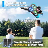 Global Hit K500Max Toy RC Drone - Hand Launch / One-Key Takeoff, 360° Stunt Flips. Equipped with a multi-function remote controller for easy control, featuring headless mode, stable hovering, adjustable speed settings, and cool colorful LED lights. Delive - Rear View