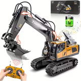 Mini Excavator Toy with Remote & App Control, High-Tech 11-Channel Alloy & Plastic Engineering Vehicle, Fun Toy for Men, Perfect Gift for Kids. - Front View