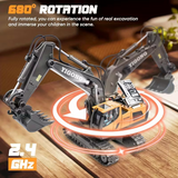 Mini Excavator Toy with Remote & App Control, High-Tech 11-Channel Alloy & Plastic Engineering Vehicle, Fun Toy for Men, Perfect Gift for Kids.