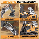 Mini Excavator Toy with Remote & App Control, High-Tech 11-Channel Alloy & Plastic Engineering Vehicle, Fun Toy for Men, Perfect Gift for Kids. - Top-Down View