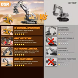 Mini Excavator Toy with Remote & App Control, High-Tech 11-Channel Alloy & Plastic Engineering Vehicle, Fun Toy for Men, Perfect Gift for Kids. - 45-Degree Angle