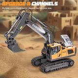 Mini Excavator Toy with Remote & App Control, High-Tech 11-Channel Alloy & Plastic Engineering Vehicle, Fun Toy for Men, Perfect Gift for Kids. - Close-Up Angle