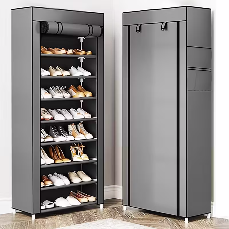 Multi-functional 10-layer shoe rack (can be freely disassembled into any number of layers) - Easy to assemble, portable for storage, suitable for 15 to 27 pairs of sports shoes, high heels and boots, it is an ideal choice for home use