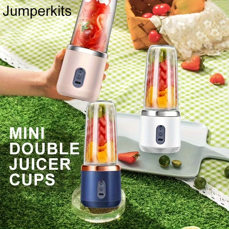 The household portable juicing cup (double cups) is the top choice for wholesale cross-border sales. This multi-functional juicer measures 19.51 centimeters in size and is an excellent gift suitable for various occasions (such as Valentine's Day, Thanksgi