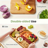 1pc Cheese Tray with Transparent Acrylic Lid - Portable Deli Platter for Camping, Parties, Restaurants | Holiday Appetizer, Deli and Snack Serving Tray, Back Can Be Used for Cutting Board, Party Snack Organizer, Safe Snapon Lid - Rear View