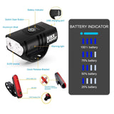 1 pack of bicycle lights | front and rear lights, 4 modes, USB charging, super bright LED night riding lights, handlebar mount, not waterproof, suitable for road/mountain bikes - Front View
