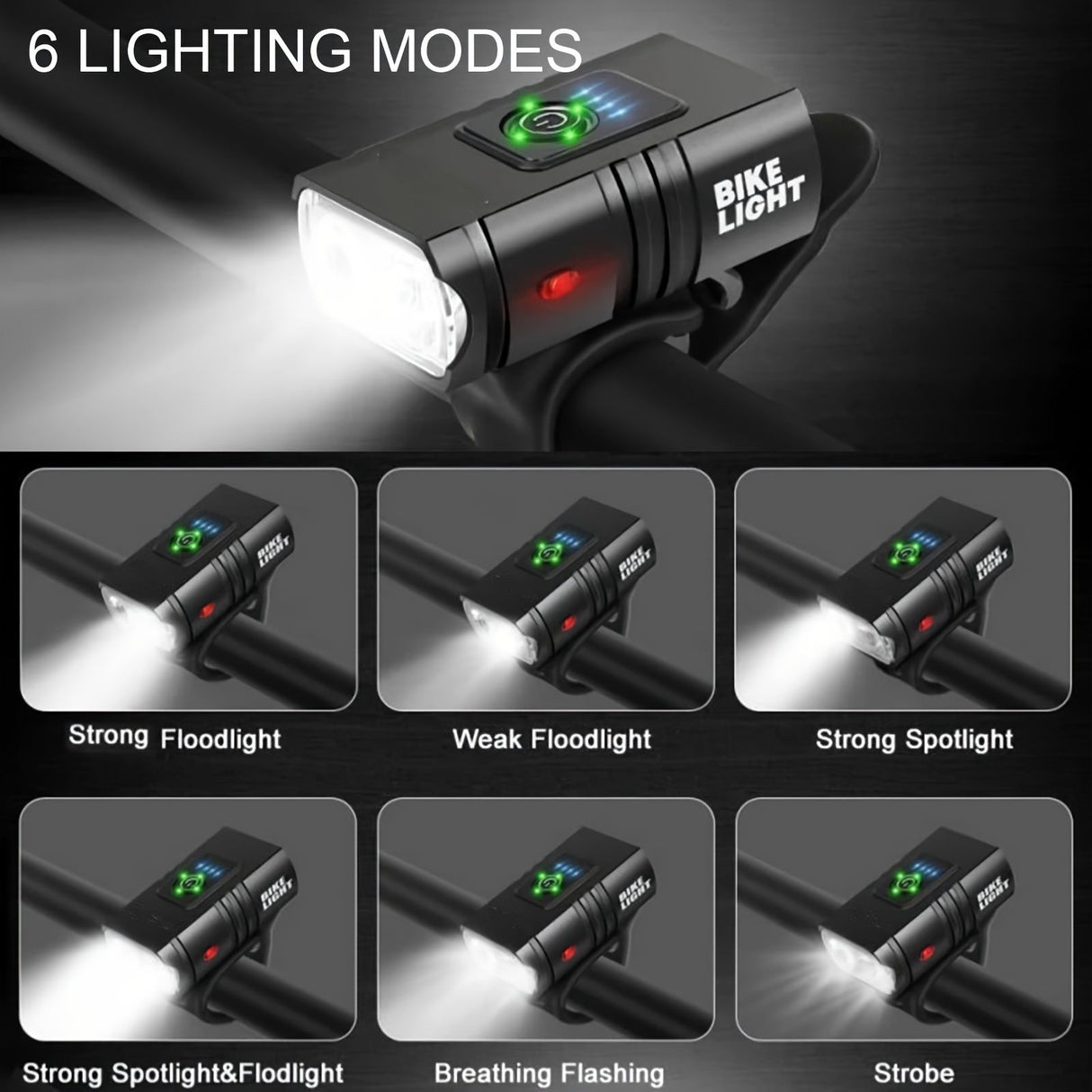 1 pack of bicycle lights | front and rear lights, 4 modes, USB charging, super bright LED night riding lights, handlebar mount, not waterproof, suitable for road/mountain bikes